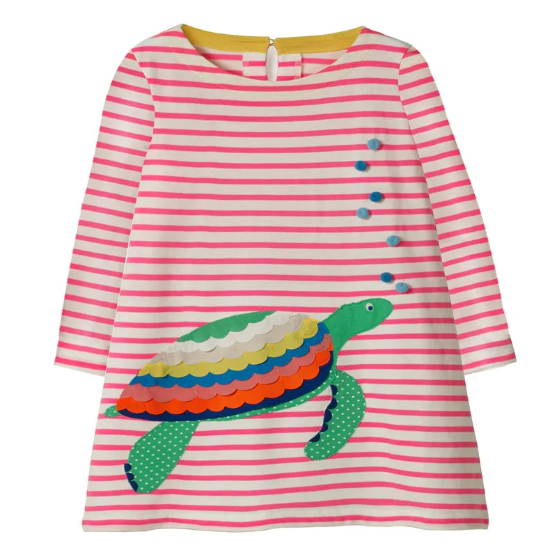 Jumping meters Top brand Dresses girls baby new clothing cotton striped applique animals princess autumn spring kids dress girl | Детская