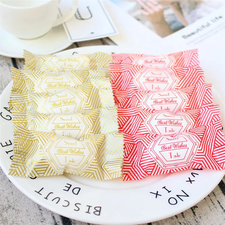 

2000 X 4*9cm Cute Gold & Red Stripe Heat Sealing Plastic Candy bags Hand made Peanut Nougat Packaging Bags