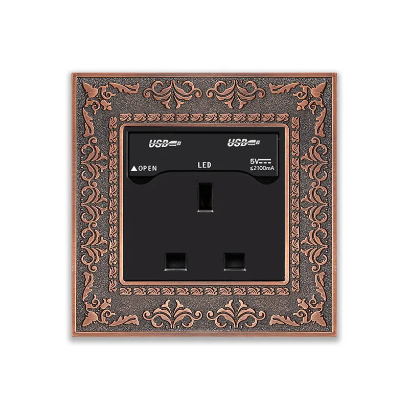Британская оправа из цинкового сплава 13A квадратная 3 Pin/hole настенная розетка и