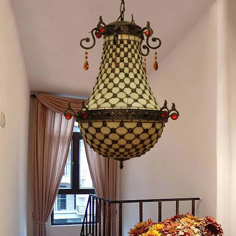 Подвесной светильник FUMAT с витражными вставками Luminaria Lustre Hanglamp Белый Черный