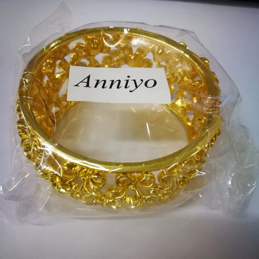 Anniyo Цветы Большой браслет для женщин, золотой цвет цветок большой браслет с весной GP ювелирные изделия модный#041006