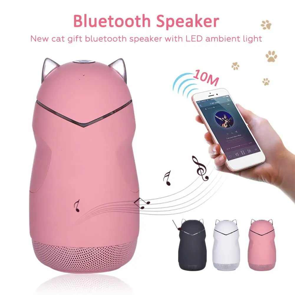 Новый Кот bluetooth колонка в подарок с светодиодный атмосферный свет сабвуфер