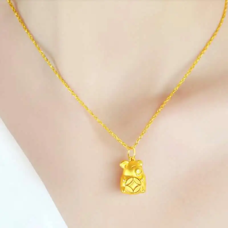 Новое поступление чистое 24K желтое золото Подвеска женская 999 Золотая монета со