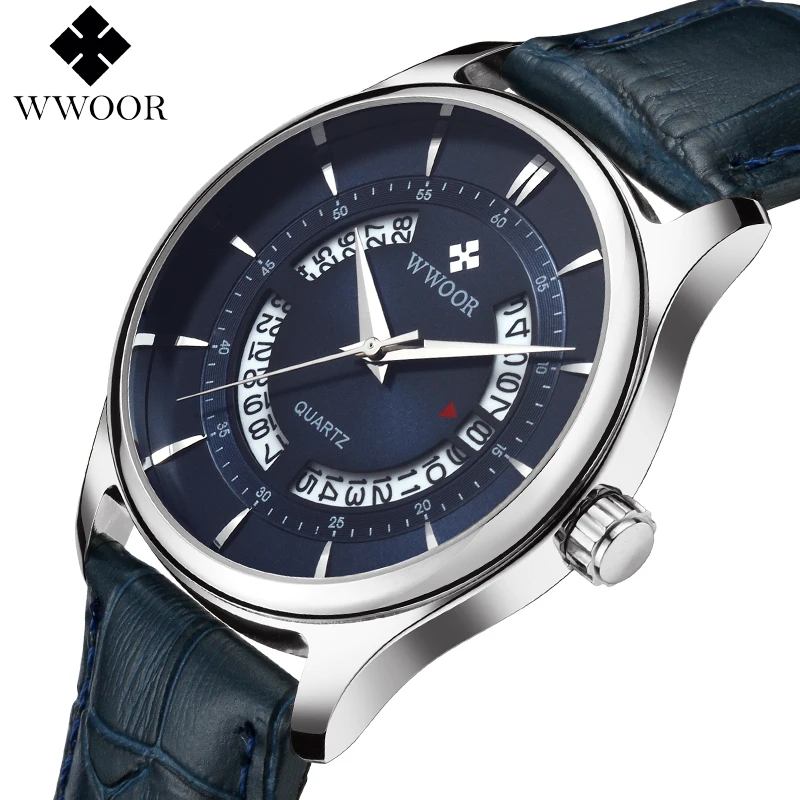

WWOOR 2018 New Brand Watches Men Quartz Sport Watch Analog Luxury Sapphire Blue Stainless Steel Men's Wristwatches Clock Relogio
