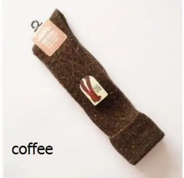 Coffee Зимние чулки, повседневные, хлопковые, шерстяные, женские чулки, выше колена, вязаные, винтажные, до колена, плотные теплые носки, в горошек, длинные носки - Цвет: Coffee