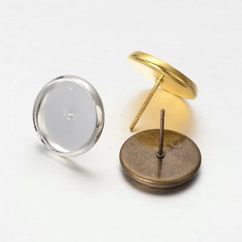 Основа для сережек-гвоздиков из меди с пустым основанием кабошонов 8 мм 10 12 14