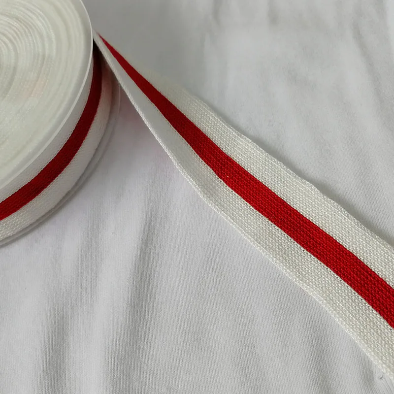 white red white JIETAI мерсеризованный хлопок тесьма с контрастной полоской ребра лента для одежды аксессуары для одежды DIY Красочные Швейные аксессуары - Цвет: white red white