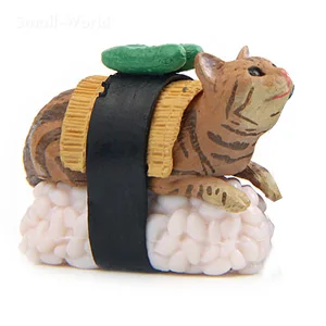 Sushi Cat Brown Kawaii милый суши десерт кошка фигурка мини животное домашний декор миниатюрное украшение для сада в виде Феи аксессуары современный бонсай фигурка - Цвет: Sushi Cat Brown