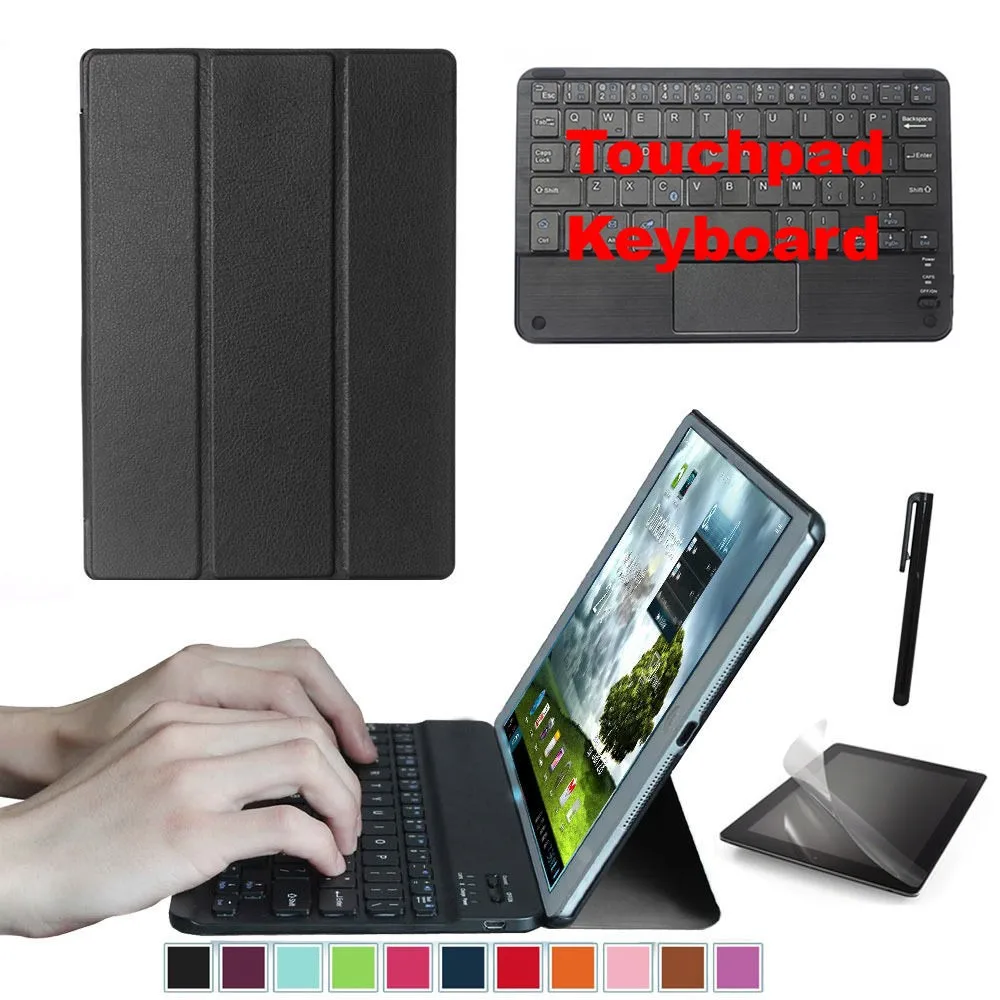 Набор аксессуаров для lenovo Tab 4 10 Plus Tb-x704n Tb-x704f-умный чехол+ Bluetooth клавиатура+ Защитная пленка+ стилус - Цвет: WITH TOUCHPAD