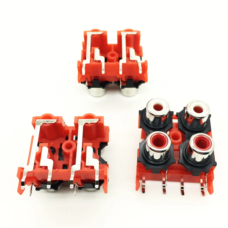 100 шт. 4 отверстия лотос RCA Женский стерео аудио разъем AV Аудио вход Разъем ряд