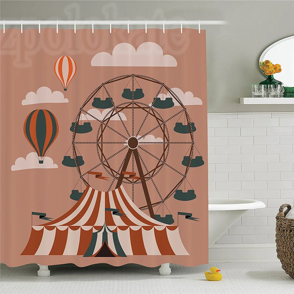 Цирк Декор душевая занавеска в комплекте колесо обозрения летающие воздушные