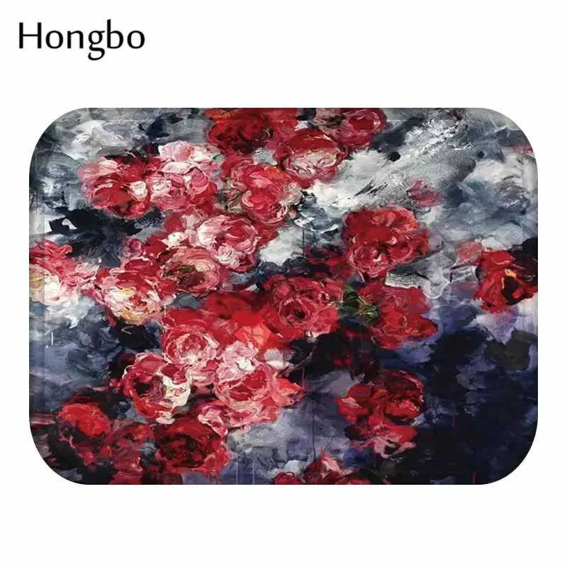 Hongbo масляная живопись цветы противоскользящие дверные коврики для входной и