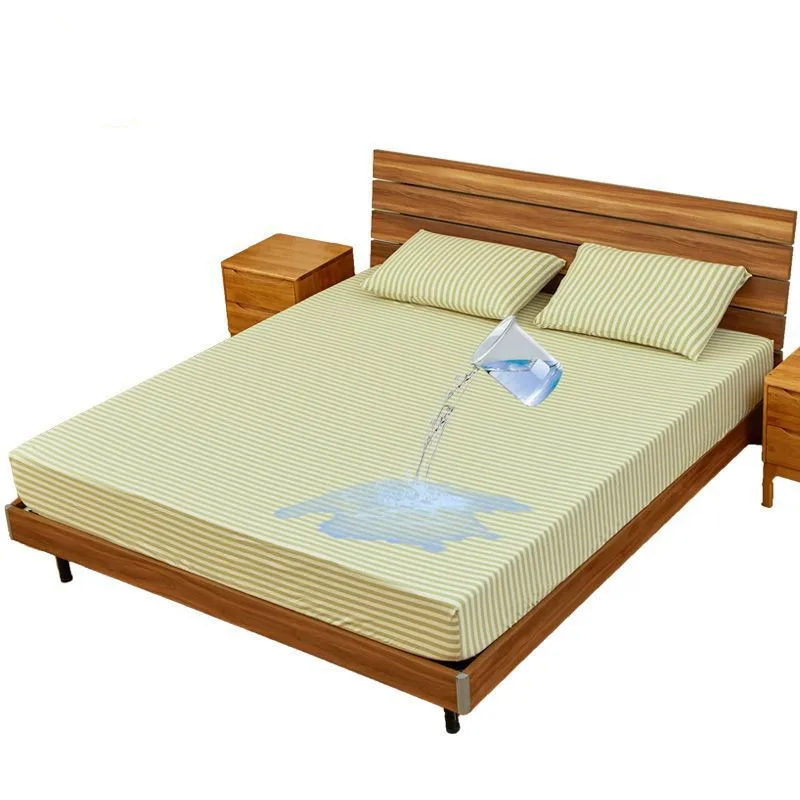 

Waterproof Anti-mite Breathable Cotton Bedding Bed cover Stripe grid Mattress cover custom made Bed mattress sheet high quality