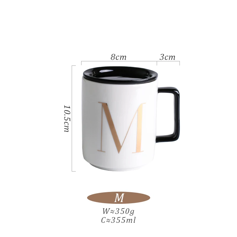 Белый Скандинавские кружки с надписью и крышкой, фарфоровая кофейная чашка, подарок для друзей, кухонная посуда для напитков, аксессуары для дома, украшение - Цвет: Белый