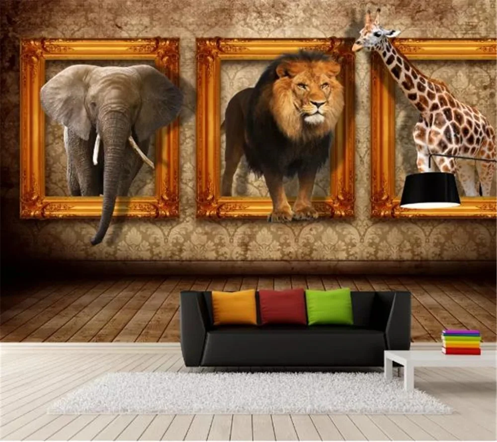 Пользовательские фото 3d обои 3D стерео Европейское животное фоторамка креативная