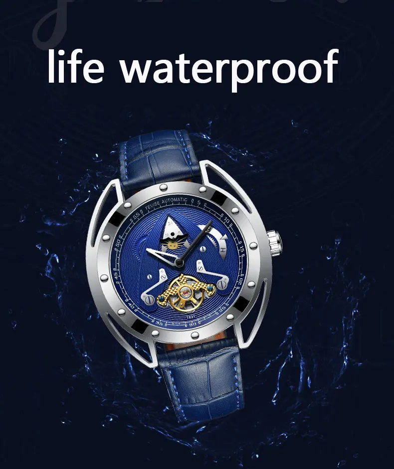 Tevise, Мужские автоматические механические часы, водонепроницаемые, Tourbillon, спортивные, с автоматическим заводом, Лидирующий бренд, мужские наручные часы, Relogio Masculino