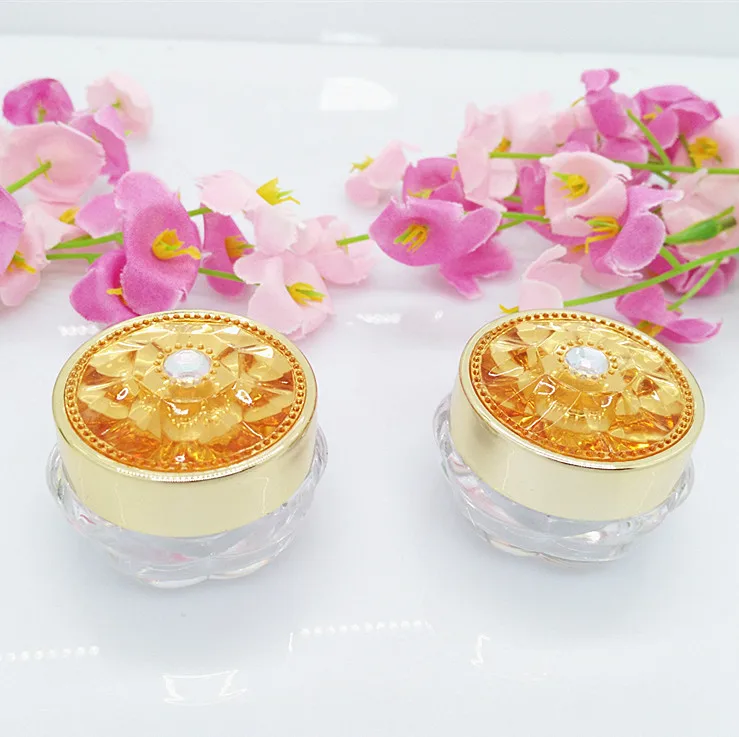

100 шт. Роскошные Diamond Flower форме plsatic 5 г маленькая баночка, 5 г небольшие косметические пластиковые контейнеры, образец косметический банки для продажи