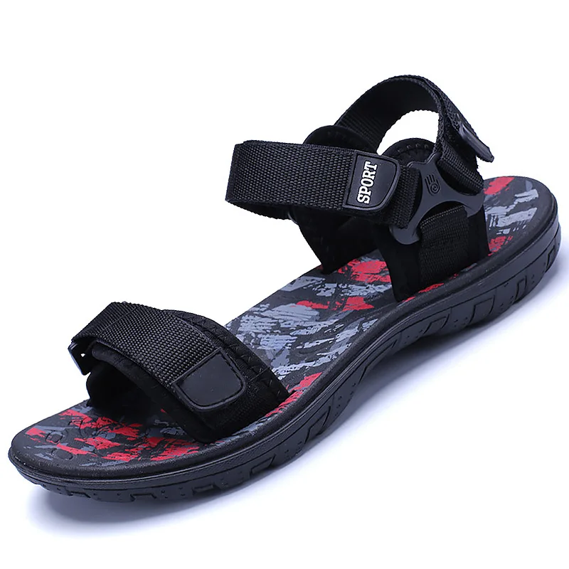 Для мужчин летняя обувь плюс Размеры 45 модные пляжные сандалии мужские граффити