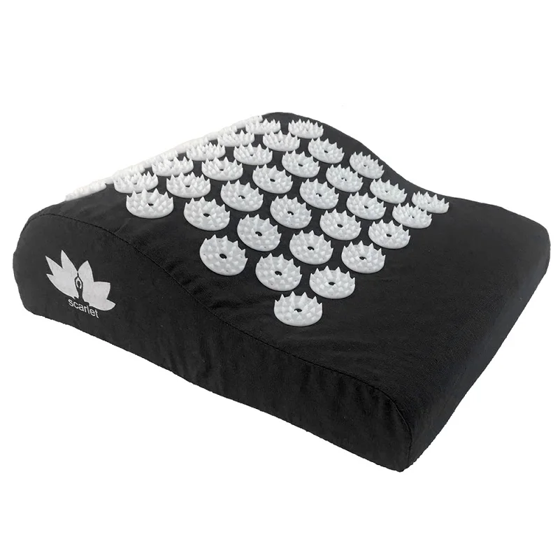 Type D Pillow Black Массажная подушка, коврик для йоги, для мужчин и женщин, акупрессура, снимает стресс, боль в спине, тело, Спайк, коврик для иглоукалывания, массажный коврик для йоги с подушкой - Цвет: Type D Pillow Black