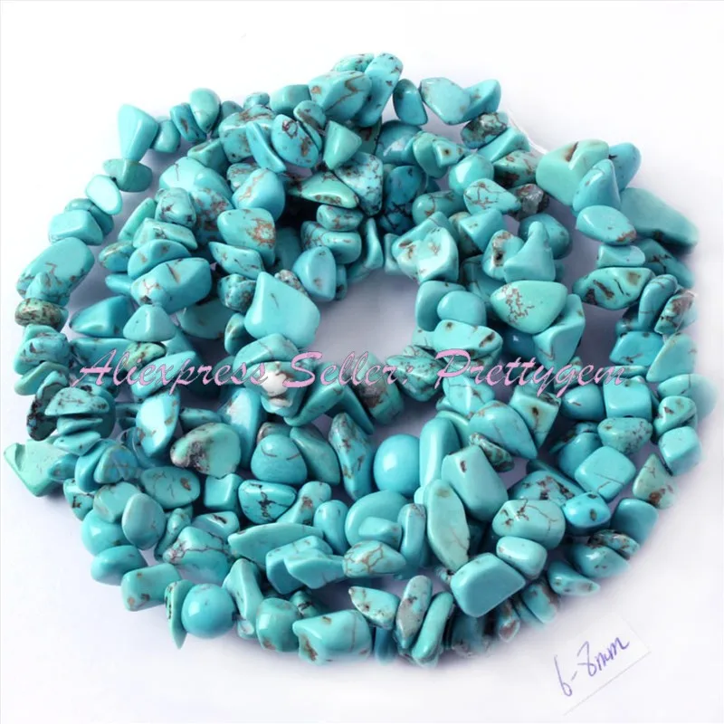 Turquoise 4-6x6-8mm Натуральный камень Бусины бусинки бусины Freeform чип Gem для поделок Цепочки и ожерелья bracelats ювелирных изделий Strand 3" - Цвет: Turquoise