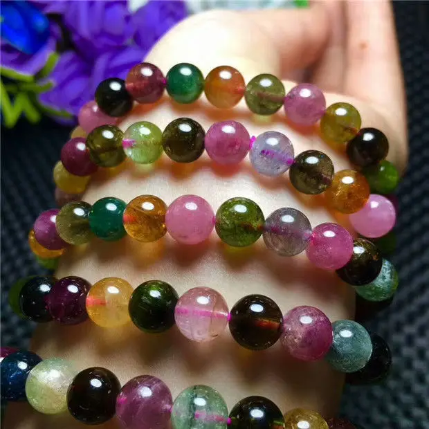 Genuine Natural Colorful Crystal Round Beads Bracelet AAAA 8-7mm | Украшения и аксессуары