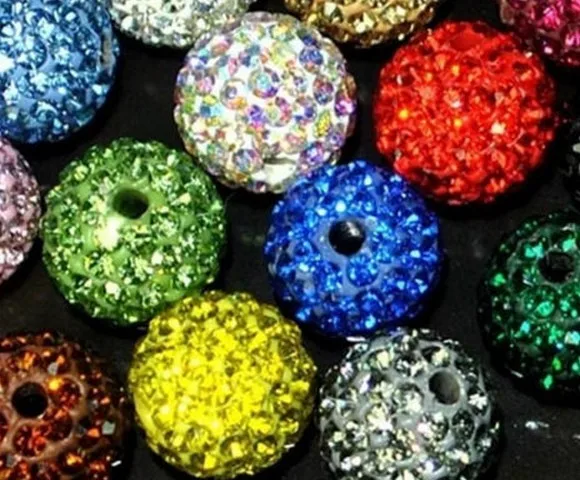 

10mm 8mm 12mm 14mm 6mm 100 pcs/lot Mixed multicolor p865 choose size micro pave disco ball crystal Beads Bracelet