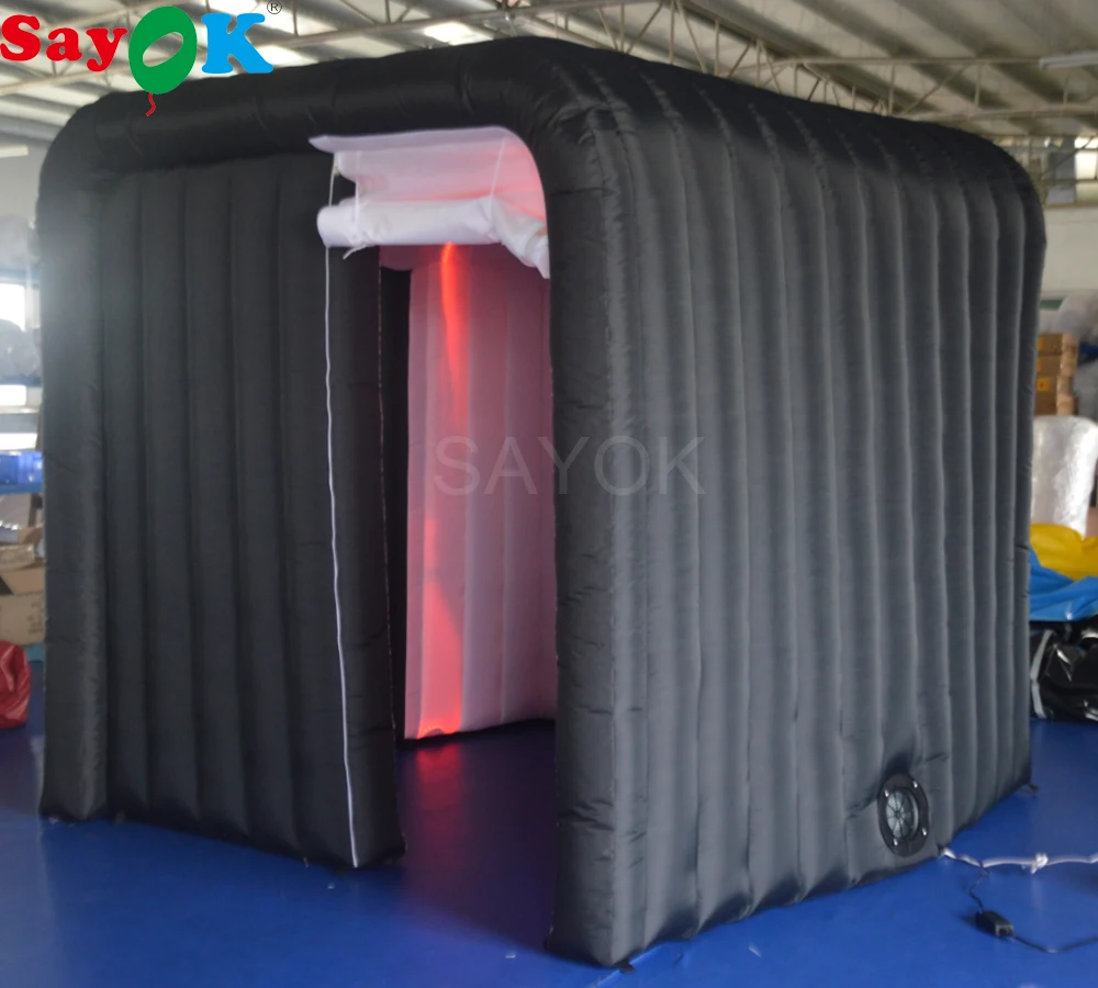 

Portable Inflatable Photo Booth Enclosures Wedding Backdrop Black Purple Tent with 2 Doors for Party Event Decorations Rental