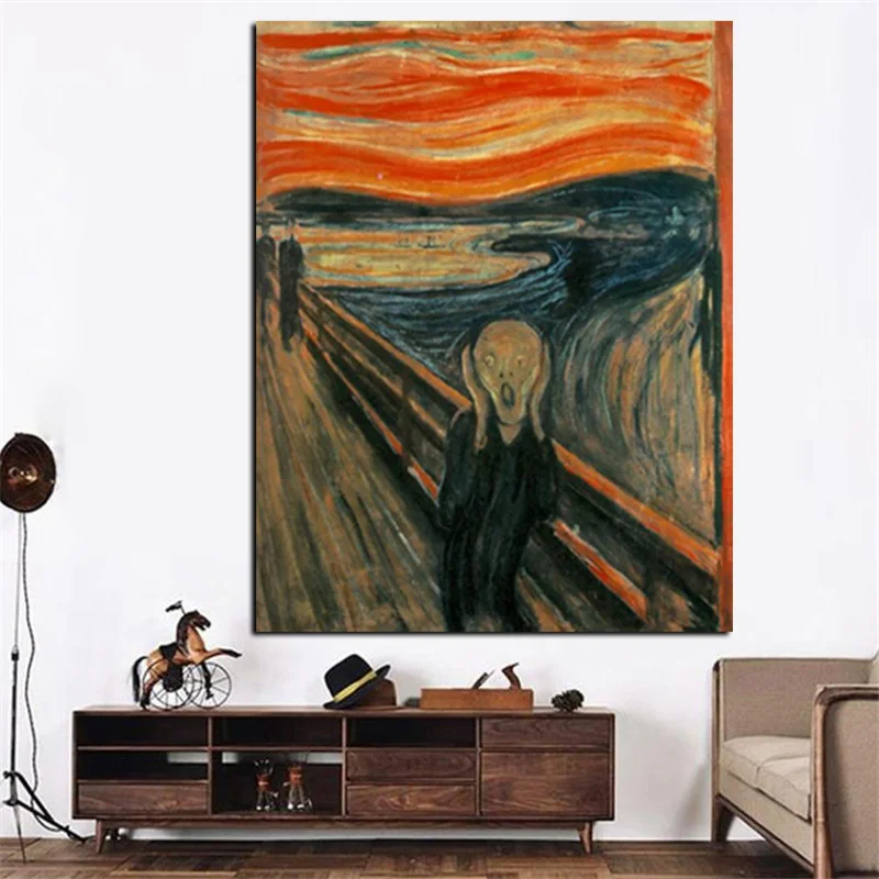 

Scream Classic Abstract Watercolor Oil Painting Print on Canvas Wall Art Picture for Living Room Vintage Home Decoration Poster