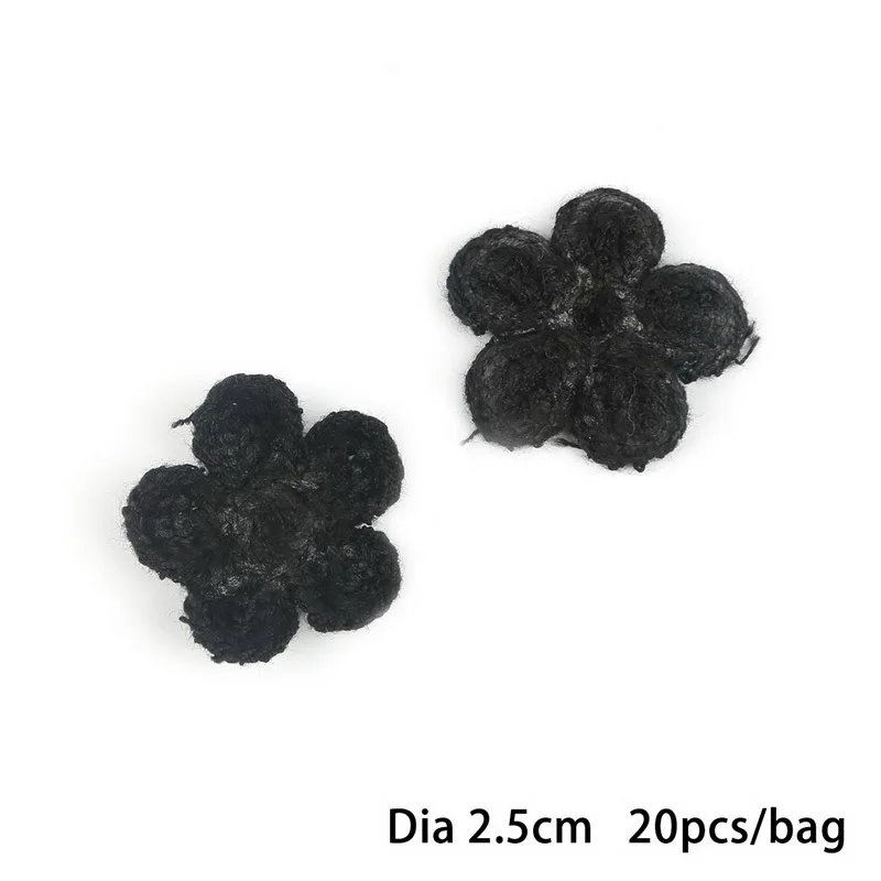 Black02 20 шт., маленькие шерстяные цветы, ручная работа, волнистая Цветочная головка, свадебное украшение, 25 мм/32 мм, сделай сам, скрапбукинг, ремесло, искусственный цветок из ткани - Цвет: Black02