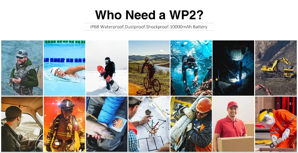 OUKITEL WP2 NFC 10000 мАч Восьмиядерный прочный мобильный телефон MT6750T 4 Гб 64 Гб Водонепроницаемый 6," FHD+ отпечаток пальца Android 8,0 сотовый телефон