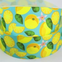 10 yards 125mm lemon pattern cartoon fruit printed grosgrain ribbon diy materials