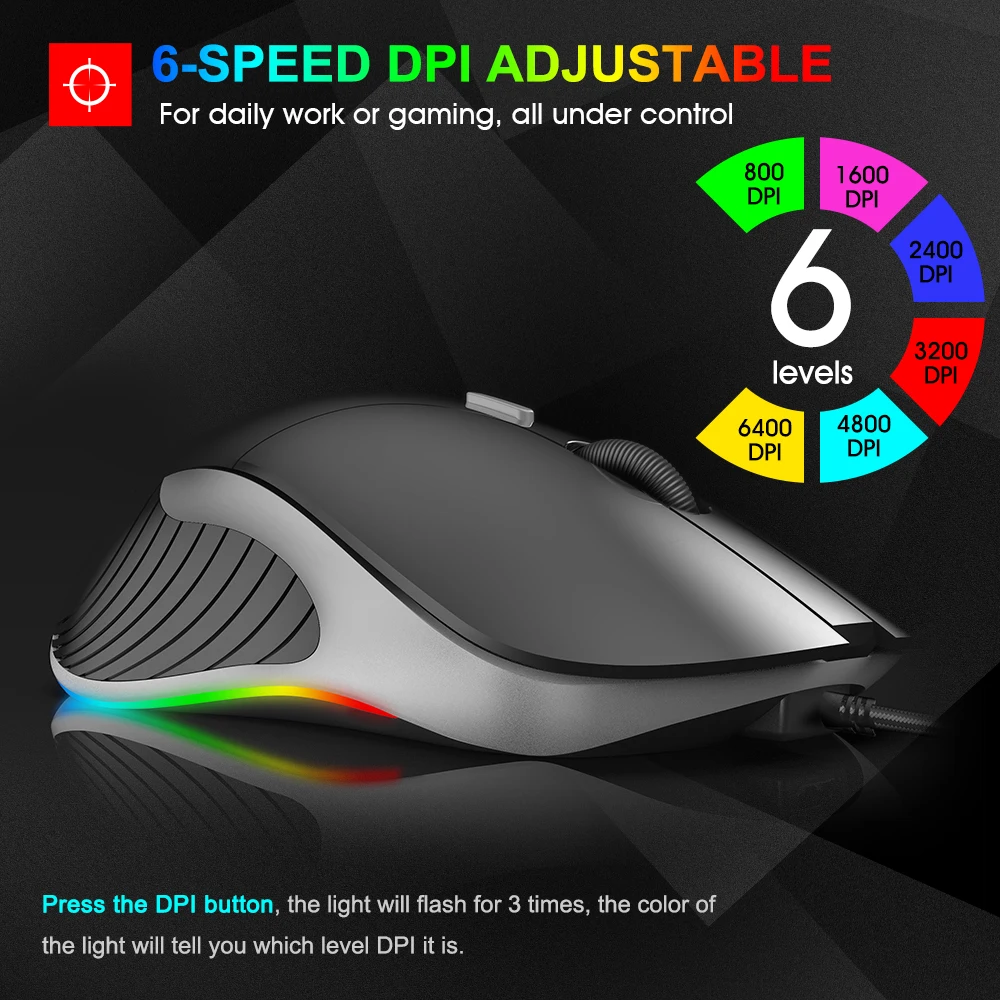 imice x6 high configuration usb wired gaming mouse computer gamer 6400 dpi optical mice for laptop pc game mouse upgrade x7 free global shipping