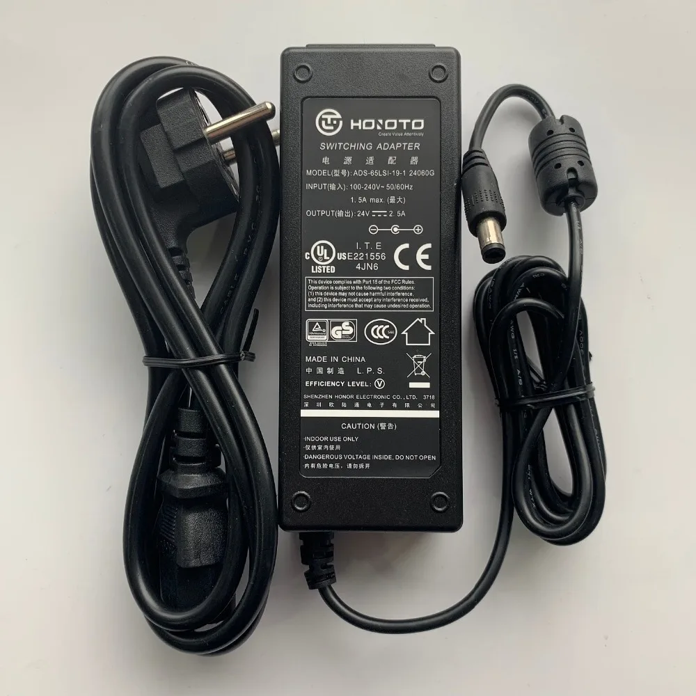 HOIOTO адаптер питания 24V 2.5A ADS-65LSI-19-1 24060G для VTNS1060A VTNC3000A DS-KAD606-N
