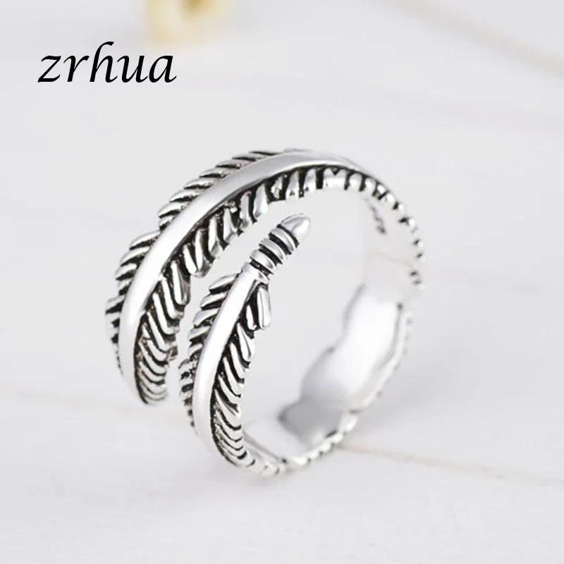 ZRHUA 2019 Brand Vintage 925 Sterling Silver Jewelry Retro Leaf Engagement Wedding Rings For Women Anillo Bijoux Wholesale Price | Украшения