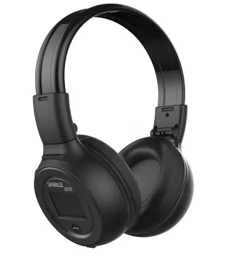Высококачественные складные HiFi стерео беспроводные Bluetooth наушники с светодиодный экраном fm-радио слот Micro-SD - Цвет: black