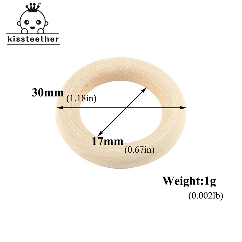 Деревянное кольцо прорезыватель для зубов 30 мм (1 18 дюйма)|baby teether|ring teetherwooden ring teether