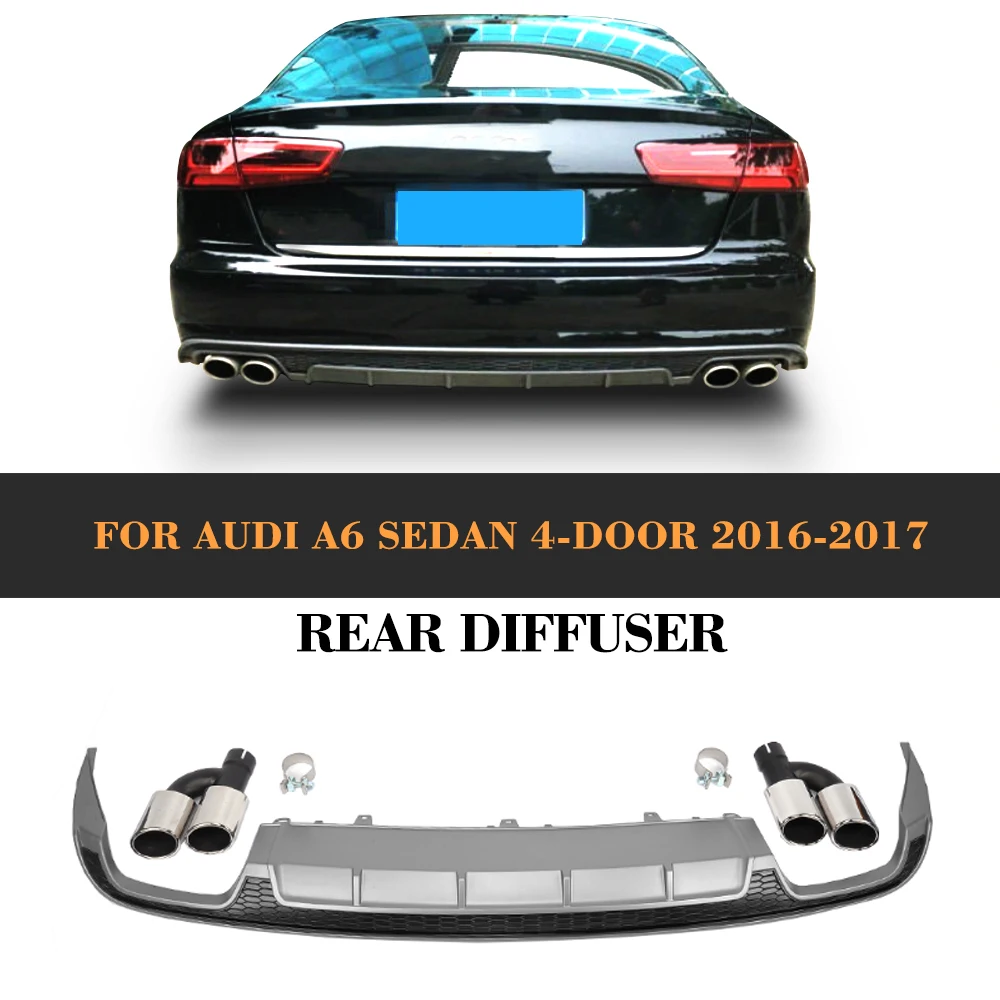 PP задний бампер диффузор с хвостовым выхлопом для Audi A6 седан 4 двери стандарт 2016