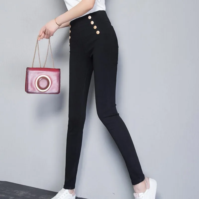 2021 летние брюки для девочек модные узкие женские с высокой талией Pantalon Slim Fit Spodnie