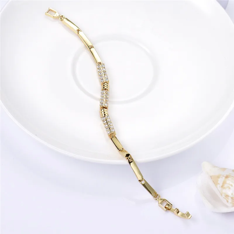 BUDONG 18cm Fashion Women Bracelet Vintage Bracelets for Silver/Gold Color Cubic Zirconia Bangle XUL019 | Украшения и аксессуары