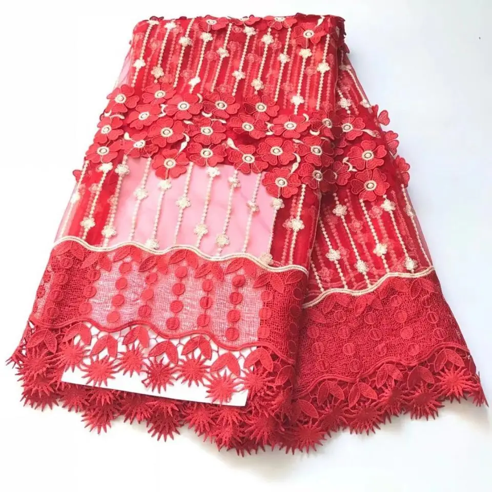 5 Yards/pc Hot sale pink african water soluble lace embroidery and blue french net fabric for dress GX6-2 | Дом и сад