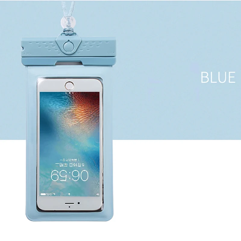 Blue 5,2-6,5 дюймов водонепроницаемые чехлы для телефонов, чехол для плавания, подводный чехол, чехол для телефона, двойное уплотнение для телефона, универсальные модели - Цвет: Blue