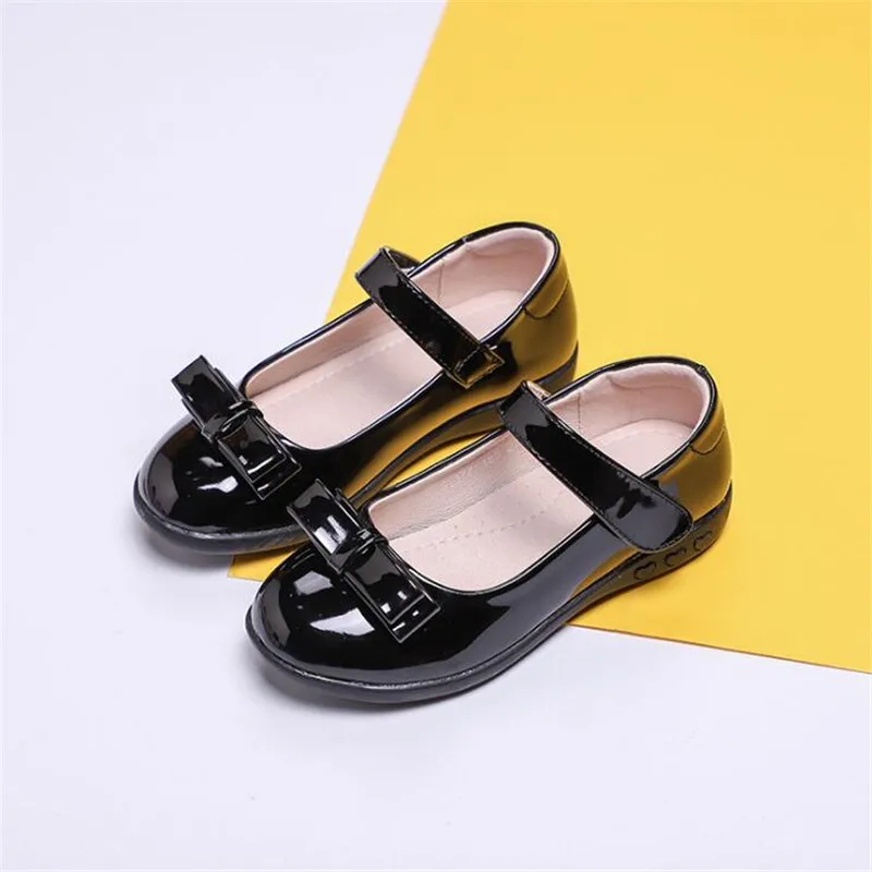 

Girls Princess shoes black children's princess leather shoes soft bottom Genuine Leather autumn students school performance shoe