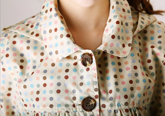 Женский непромокаемый плащ с капюшоном длинный в горошек | Дом и сад