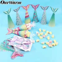 ourwarm 12pcs colorful mermaid gift bags mermaid party supplies kids birthday gifts mermaid favor bag candy boxes baby shower