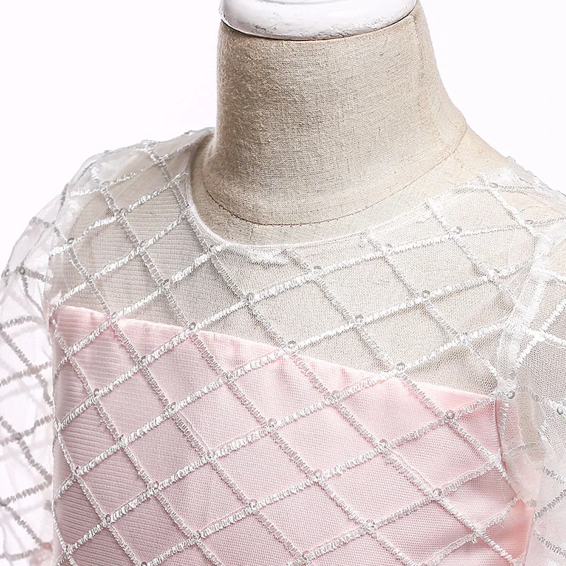 Вечерние платья для девочек на день рождения модное Сетчатое платье со шлейфом