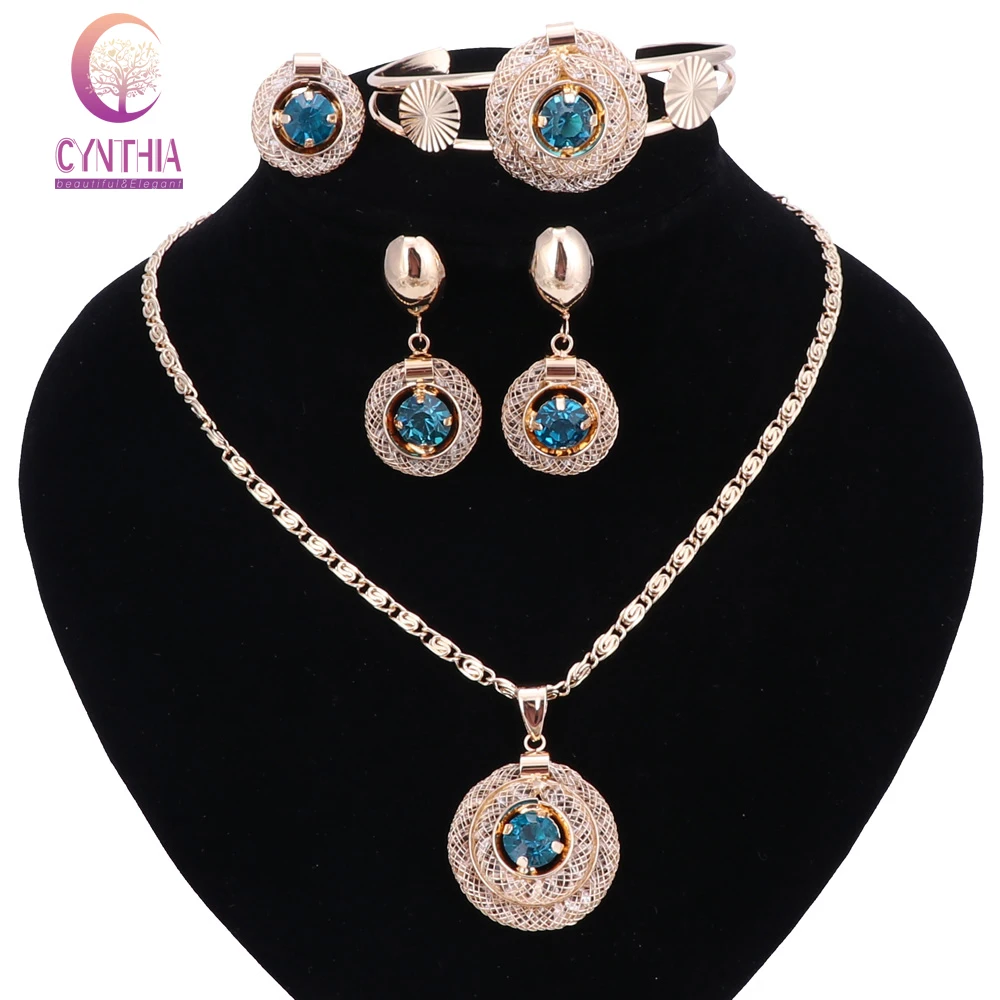 Новый свадебный красный/синий/черный Кристалл Ювелирные наборы Свадебные