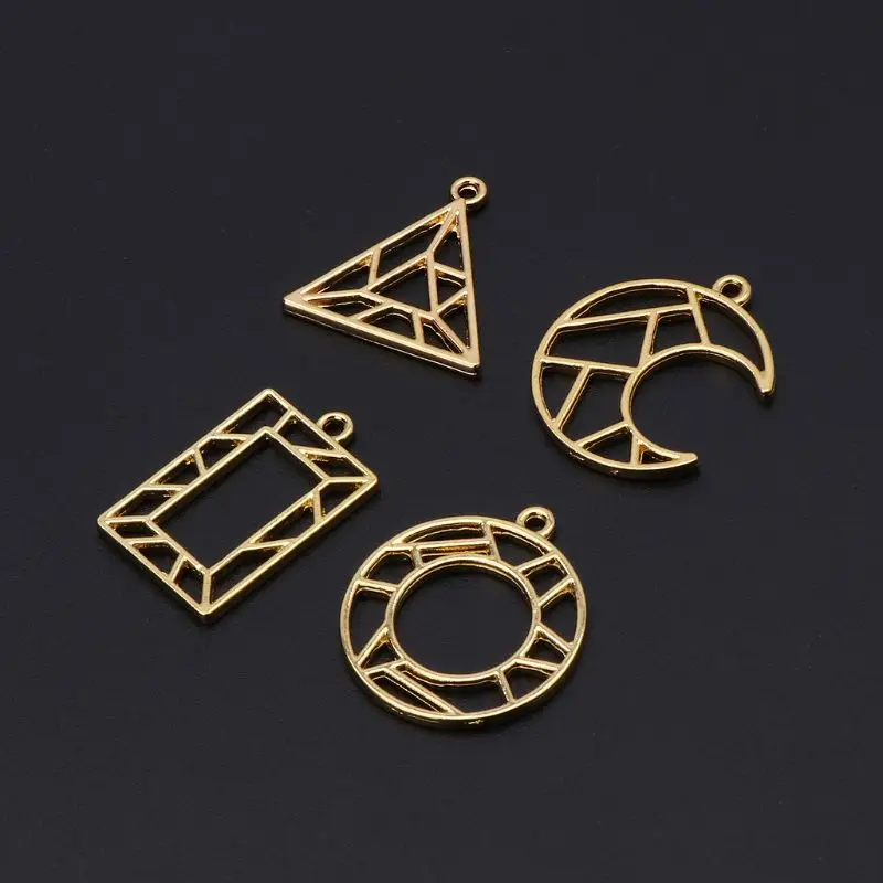 

4 шт геометрической формы открытый ободок очарование прессованный цветок пустая рамка полый кулон