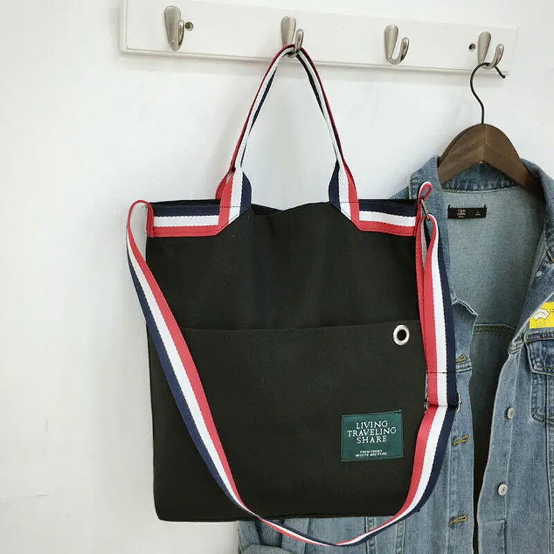 

New Womens Girls Durable Canvas Tote Large Capacity Handbag Shoulder Bag