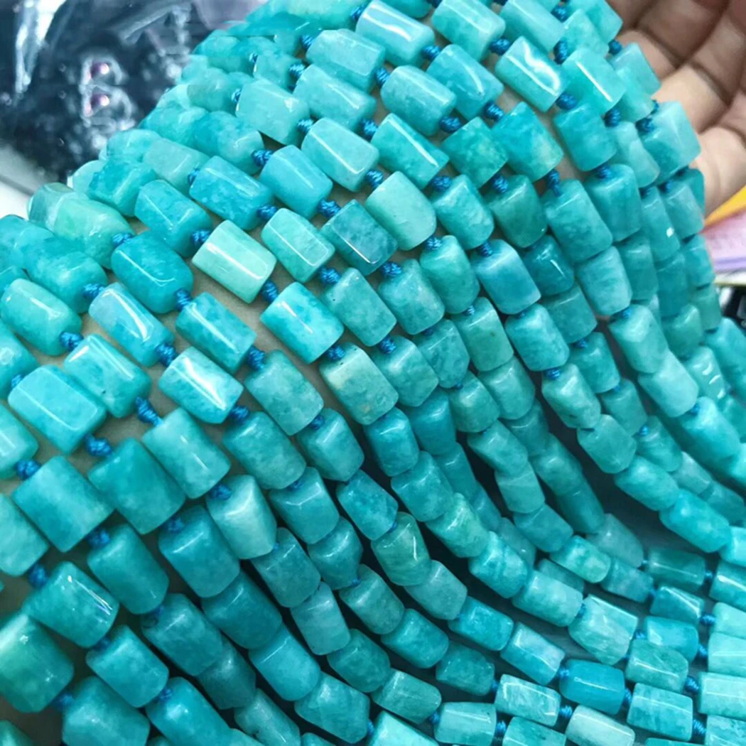 amazonite 45cm ICNWAY драгоценный камень изготовление ювелирных изделий 7*10 мм натуральный Кианит кунцит Чароит колоннар свободные бусины DIY браслет ожерелье серьги 45 см - Цвет: amazonite 45cm
