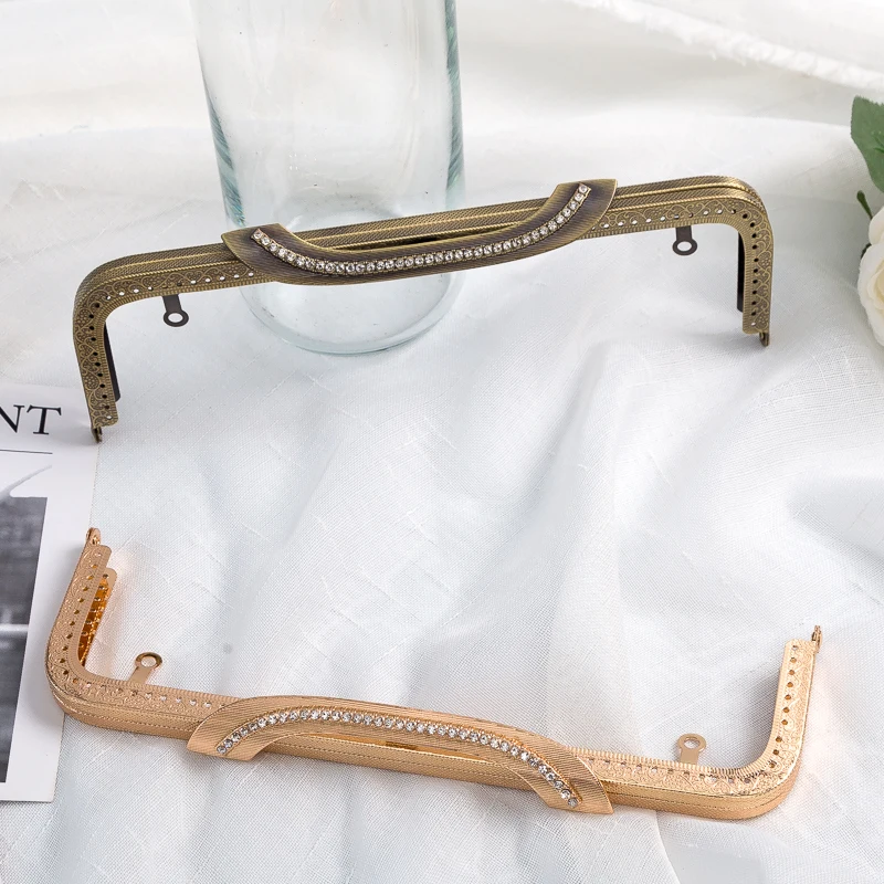 1pc Gold/Bronze Metal Frame Kiss Clasp Lock Handle Arch For DIY Purse Bag Diamond Square Craft 25cm | Багаж и сумки